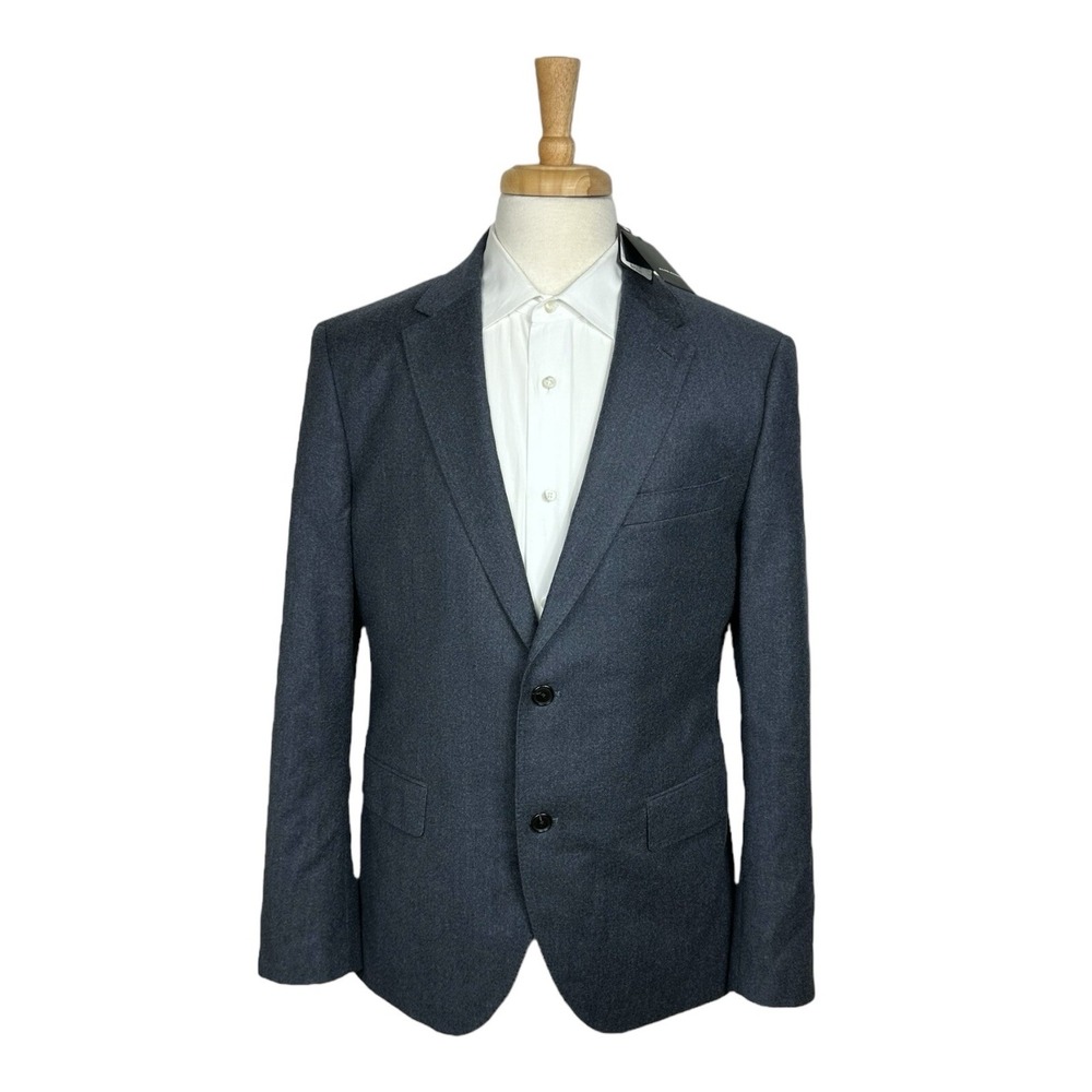 Club Monaco Flannel Wool Marzotto Blue Mens Blazer 42R Grant Fit NWT